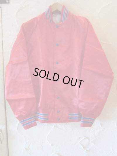 画像1: (DEAD STOCK) SPORTS MASTER/SATIN BASEBALL JKT  REDxBLUE