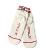 GYMMASTER/HAPPY EMBROIDERY SHORT SOX  WHITExRED(PINK)