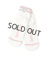 GYMMASTER/HAPPY EMBROIDERY SHORT SOX  WHITExRED(PINK)