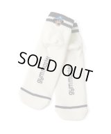 GYMMASTER/HAPPY EMBROIDERY SHORT SOX  WHITExCHARCOAL