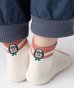 画像2: GYMMASTER/HAPPY EMBROIDERY SHORT SOX  WHITExRED(PINK) (2)