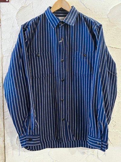 画像1: HOUSTON/STRIPE VIYELLA SHIRT  NAVY