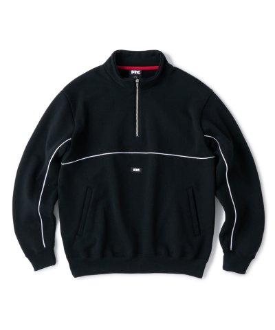 画像1: FTC/PIPING HALF ZIP SWEAT SHIRT  BLACK