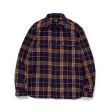 RATS/COTTON FLANNEL NAVY CHECK SHIRT  NAVY