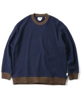 GYMMASTER/WAFFLE CREW NECK  NAVYxBROWN