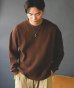 画像3: GYMMASTER/WAFFLE CREW NECK  NAVYxBROWN (3)