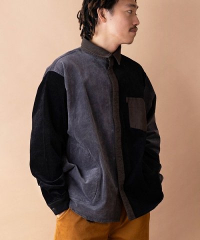 画像2: GYMMASTER/STRETICH CORDUROY SHIRT JKT  BLACKｘCHARCOAL