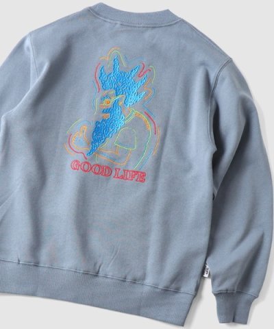 画像1: (再入荷) GYMMASTER/GOOD LIFE EMBROIDERY SWEAT GRAYISH BLUE