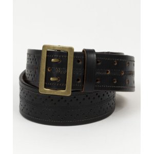 画像: BELAFOTE/RT PUNCHING LEATHER DOUBLE PRONG BELT  BLACK