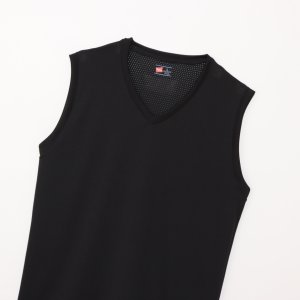 画像: HANES/V NECK SLEEVE LESS SHIRTS  BLACK