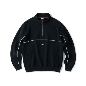 画像: FTC/PIPING HALF ZIP SWEAT SHIRT  BLACK