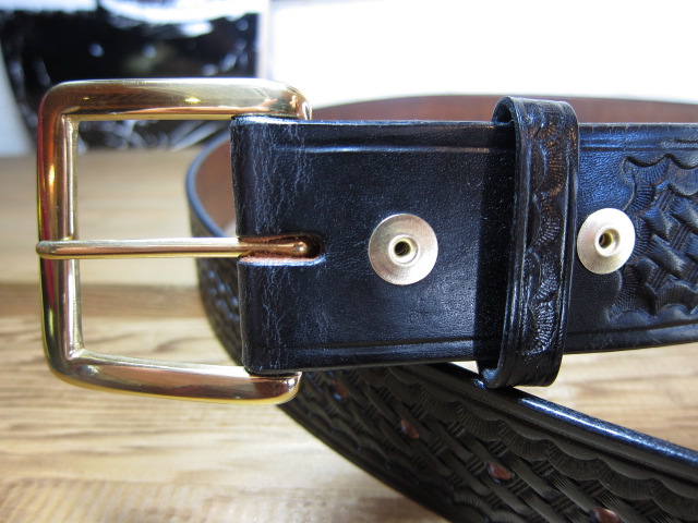 画像: ALFONSO'S/BASKET WEAVE LEATHER BELT  BLACKxGOLD