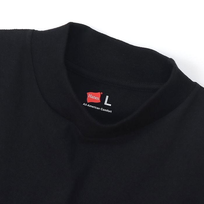 画像2: HANES/MOCK S/S NECK T  BLACK