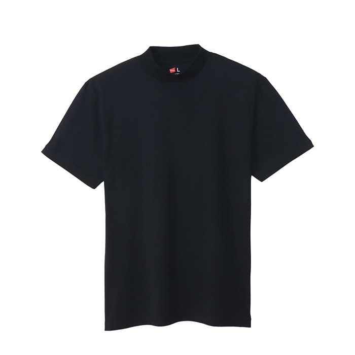 画像1: HANES/MOCK S/S NECK T  BLACK