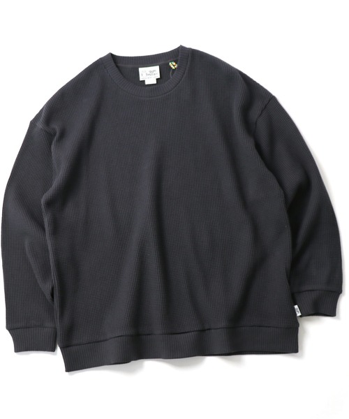 画像1: GYMMASTER/WAFFLE CREW NECK  CHARCOAL