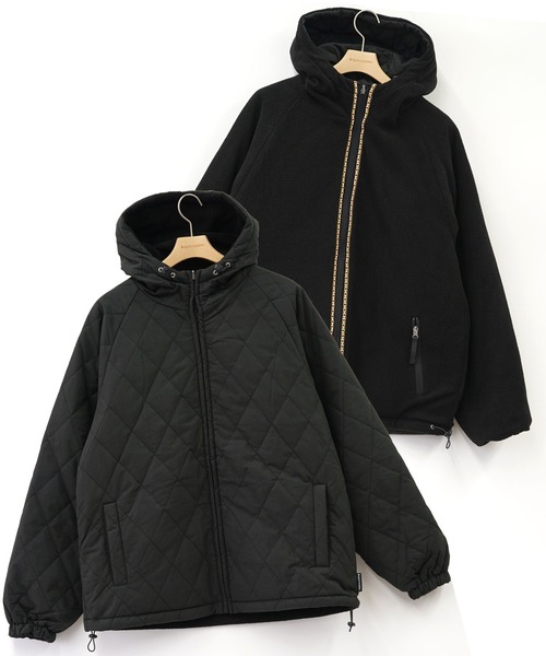 画像1: GYMMASTER/REVERSIBLE 60/40xFLEECE HOOD JKT  BLACK