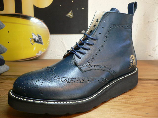 画像: GROK LEATHER/SPIT WEB HI SHOES  NAVY